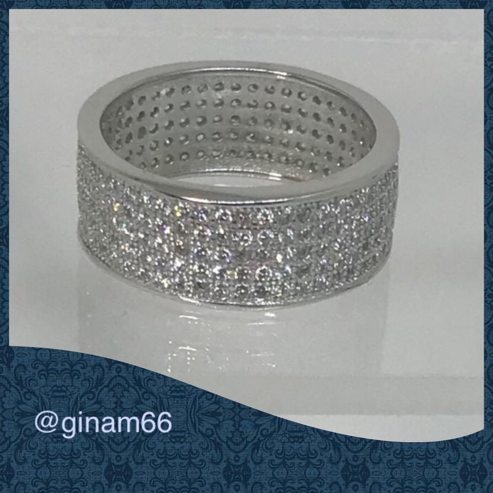 New Stainless Steel Eternity CZ Ring